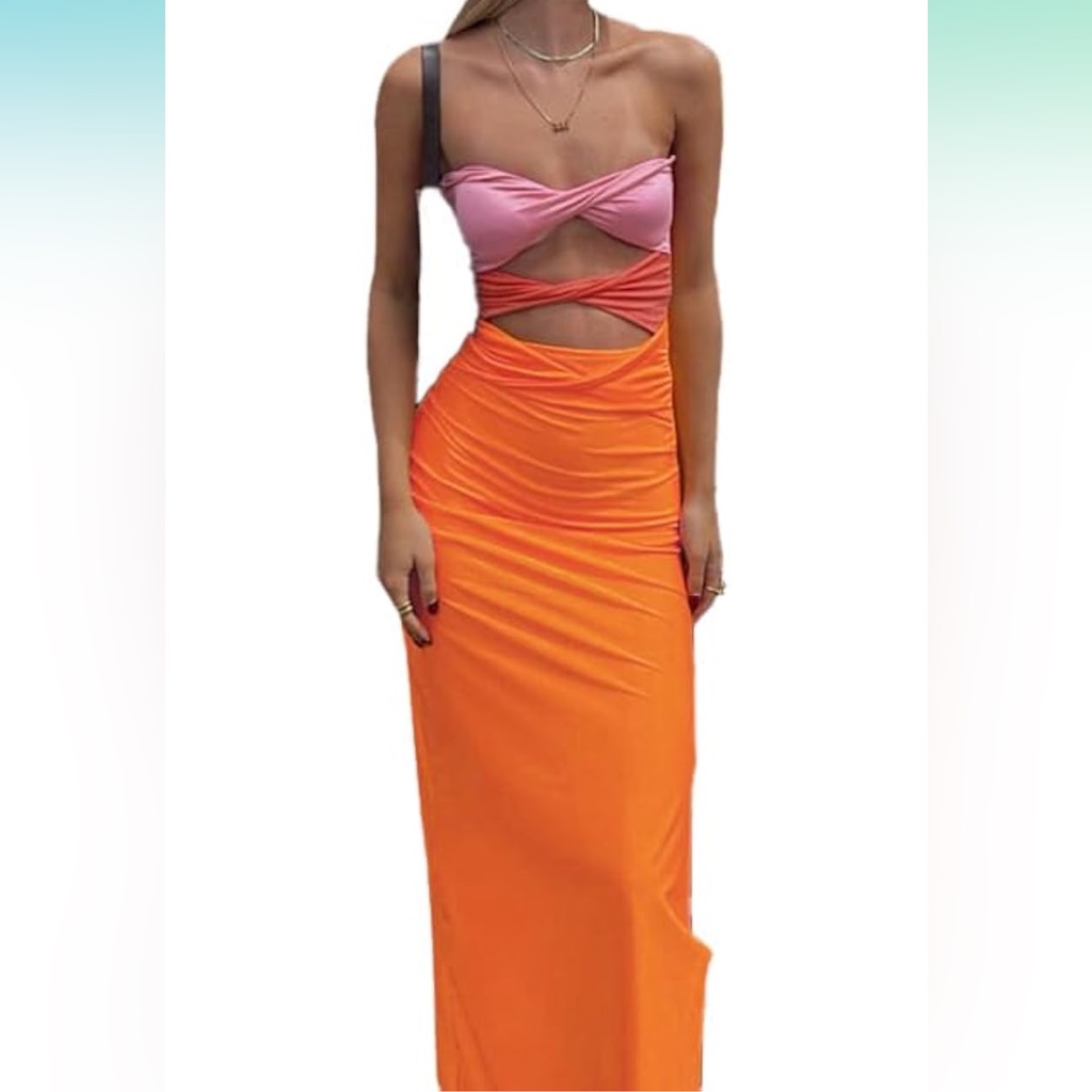 Sunset Twist Front Strapless Dress